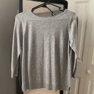 LOFT 3/4 sleeve back button gray sweater